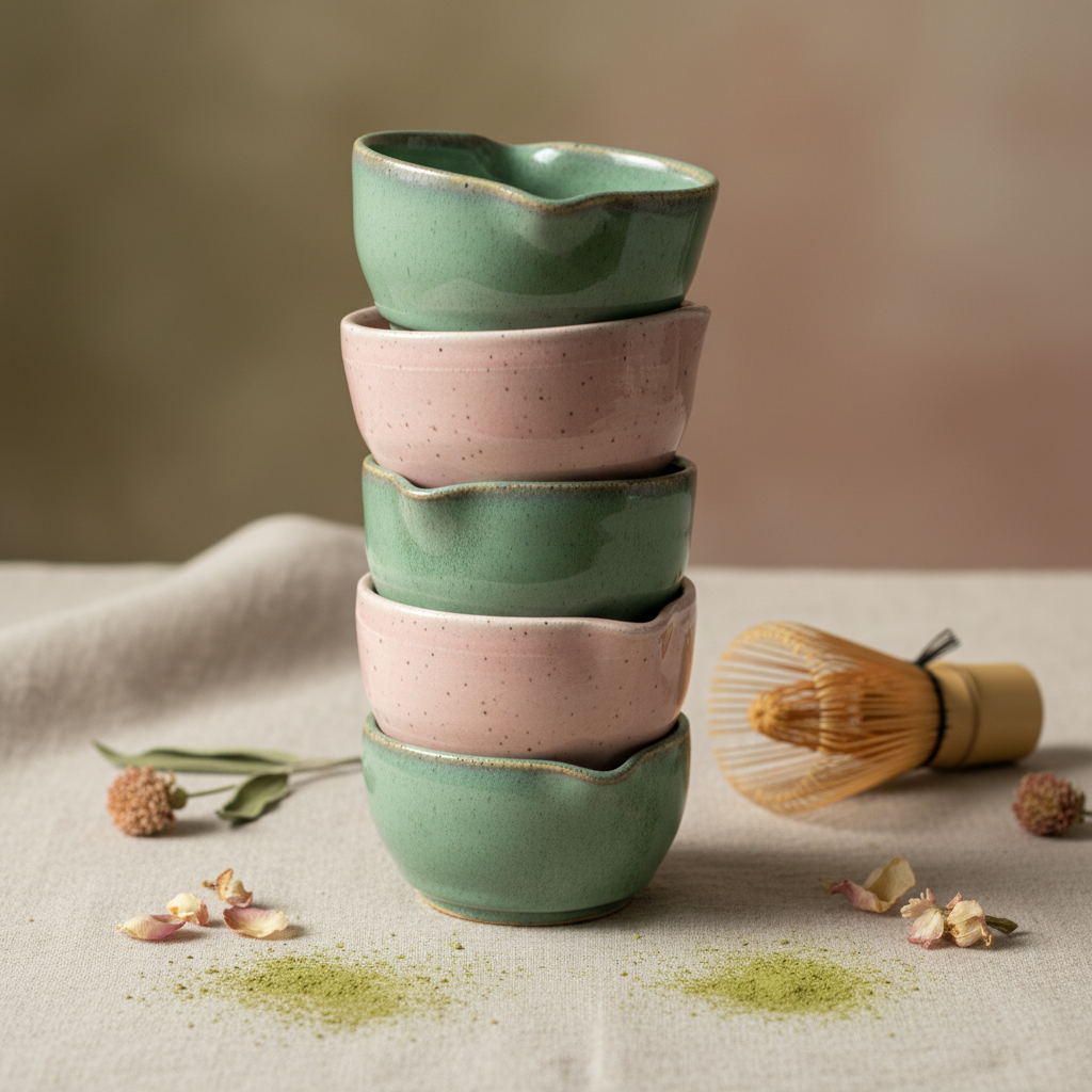 Isshiki Handcrafted Heart-Shaped Matcha Bowl (chawan)