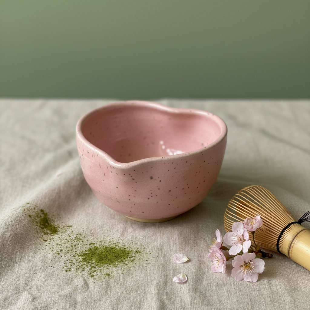 Isshiki Handcrafted Heart-Shaped Matcha Bowl (chawan)