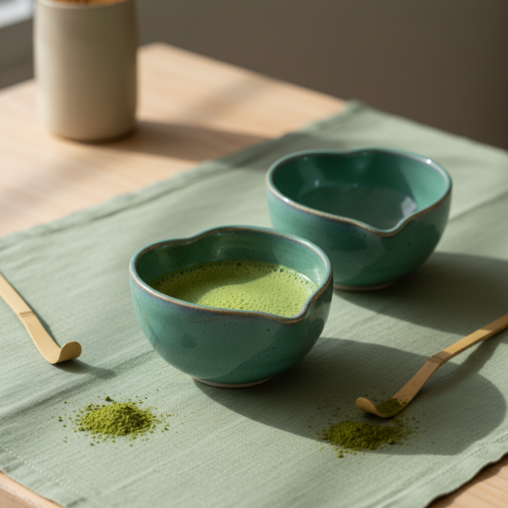 Isshiki Handcrafted Heart-Shaped Matcha Bowl (chawan)