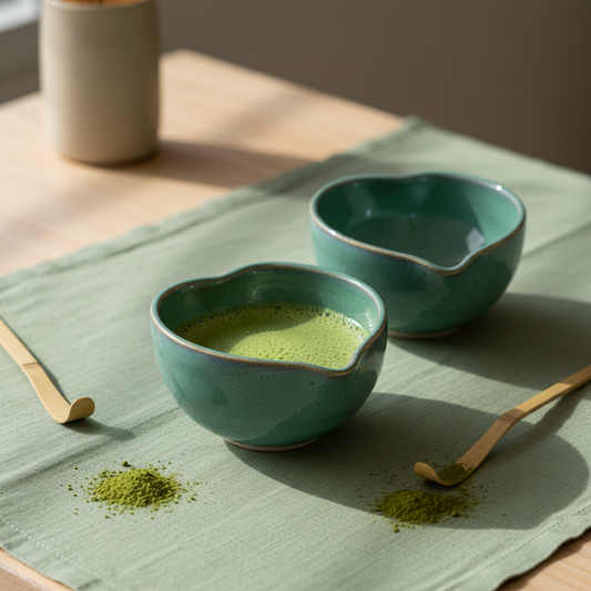 Isshiki Handcrafted Heart-Shaped Matcha Bowl (chawan)
